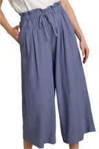 Umgee Linen Wide Fit Pants with Drawstring