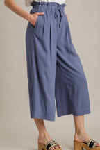 Umgee Linen Wide Fit Pants with Drawstring
