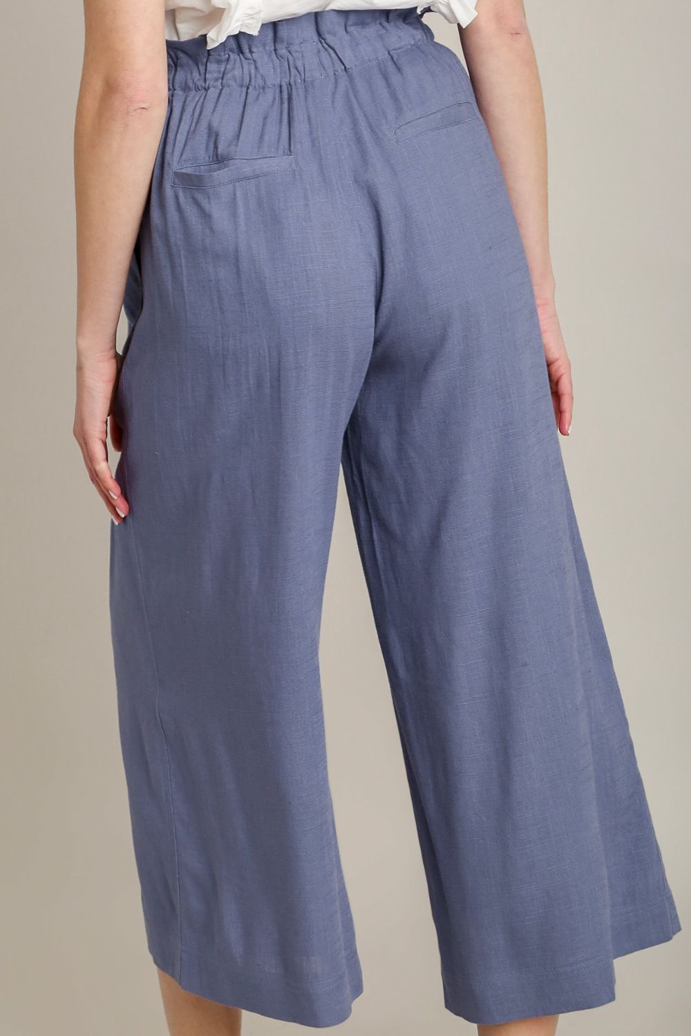 Umgee Linen Wide Fit Pants with Drawstring