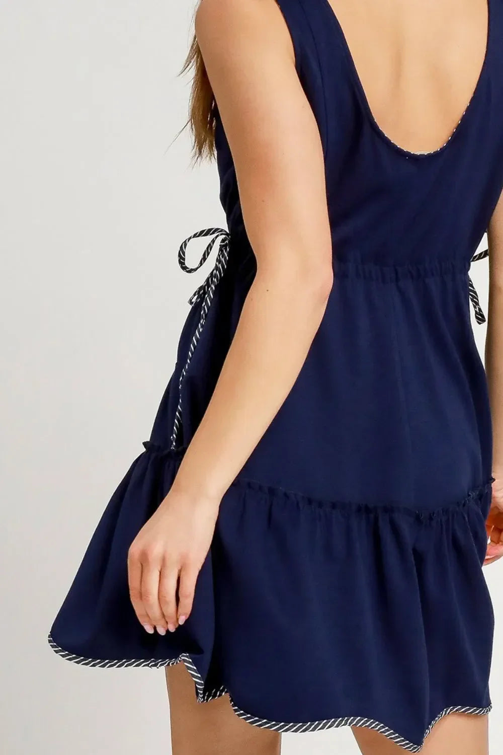 Umgee Mini Tank Dress – Frill Detail & Drawstring Waist, Casual Chic