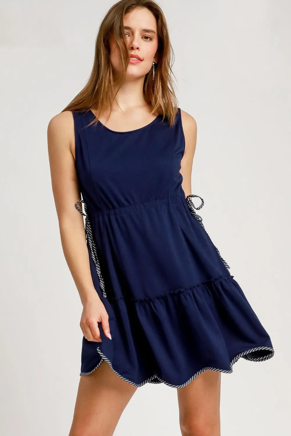 Umgee Mini Tank Dress – Frill Detail & Drawstring Waist, Casual Chic