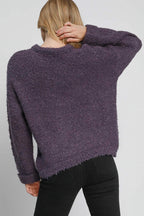 Umgee Round Neck Long Sleeve Boucle Sweater