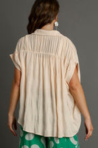 Umgee Textured Button Down Short Sleeve Shirt