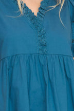 Umgee USA Lace Detail Puff Sleeve Mini Dress