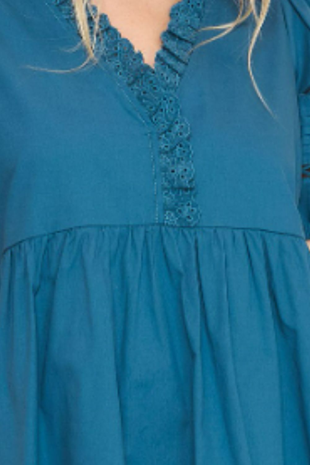 Umgee USA Lace Detail Puff Sleeve Mini Dress