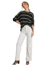 Umgee Wool Blend Striped Round Neck Sweater