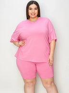 V-Neck Drop Shoulder T-Shirt & Shorts Set — Relaxed & Stylish