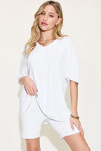 V-Neck Drop Shoulder T-Shirt & Shorts Set — Relaxed & Stylish