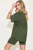 V-Neck Drop Shoulder T-Shirt & Shorts Set — Relaxed & Stylish
