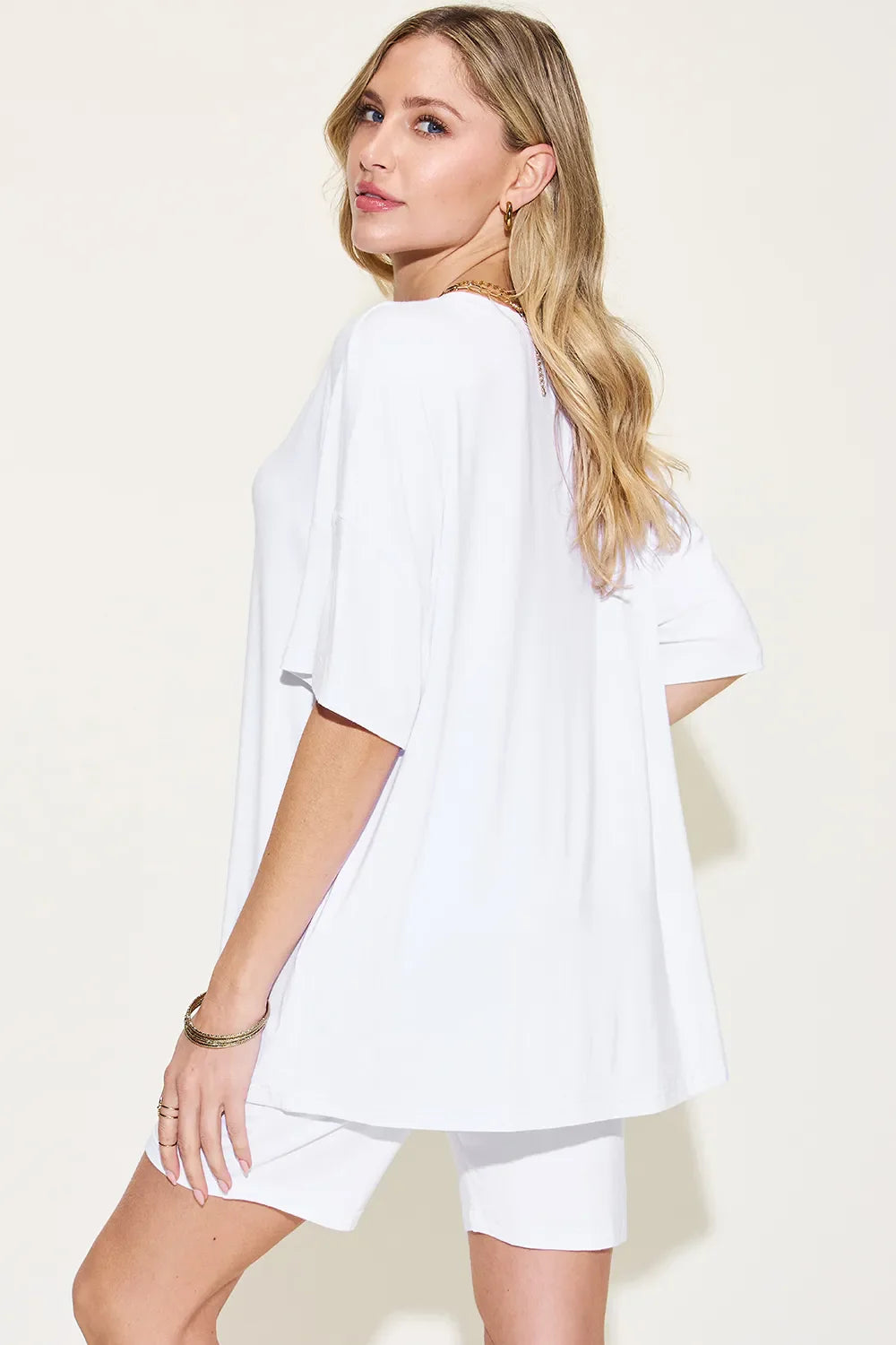 V-Neck Drop Shoulder T-Shirt & Shorts Set — Relaxed & Stylish