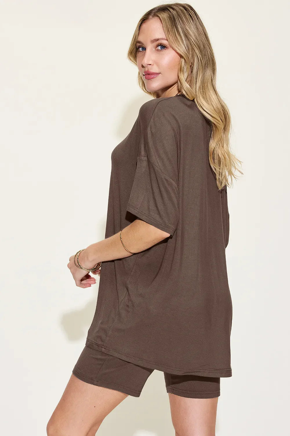 V-Neck Drop Shoulder T-Shirt & Shorts Set — Relaxed & Stylish