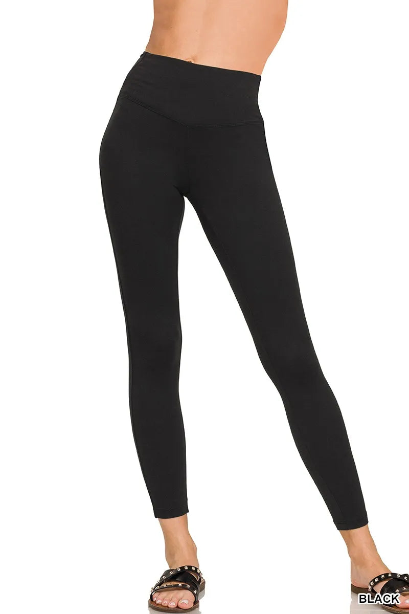 Zenana Brushed Microfiber Full Length Leggings Soft High Waist Comfort