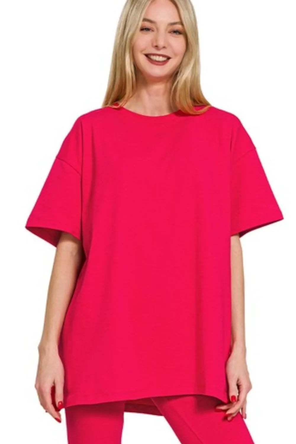 Zenana Cotton Round Neck Top & Legging Set – Soft & Flattering