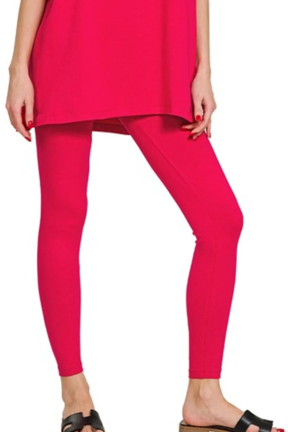Zenana Cotton Round Neck Top & Legging Set – Soft & Flattering