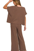 Zenana Cotton Slub Set – Casual Lounge Top & Pants Outfit for Women