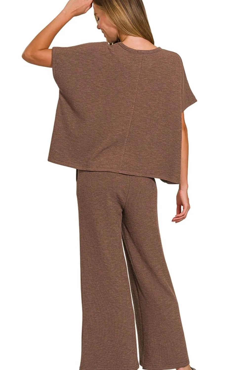 Zenana Cotton Slub Set – Casual Lounge Top & Pants Outfit for Women