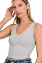 Zenana Cotton V-Neck Cropped Cami – Casual Summer Tank Top for Women