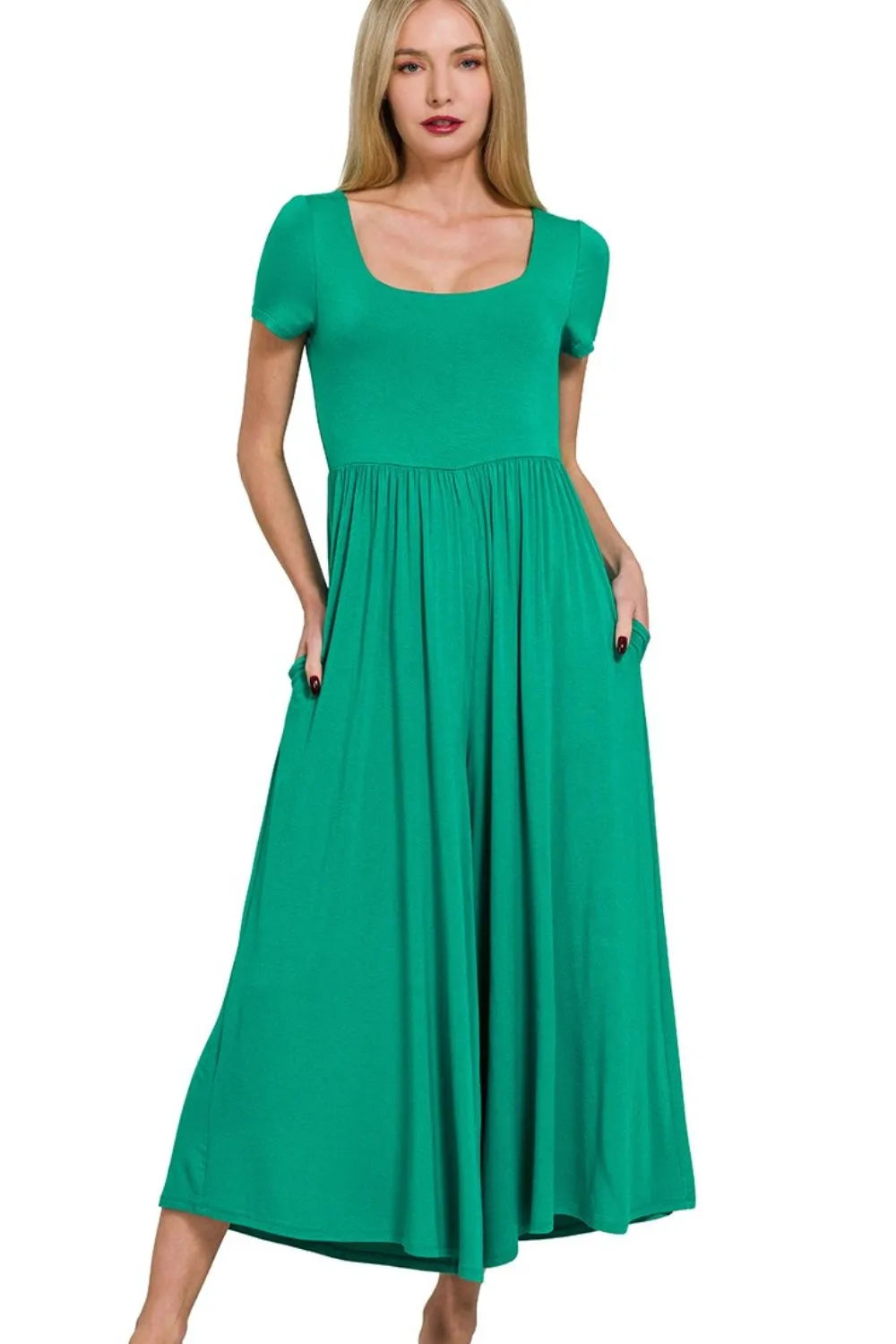 Zenana Double Layered Short Sleeve Jumpsuit