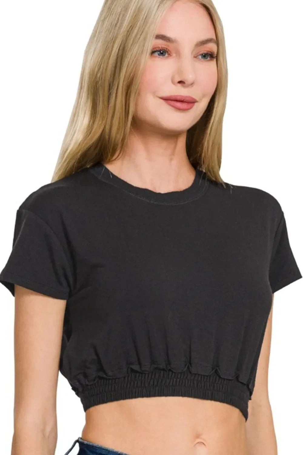 Zenana Elastic Hem Crop Top – Cute & Comfy Casual Style