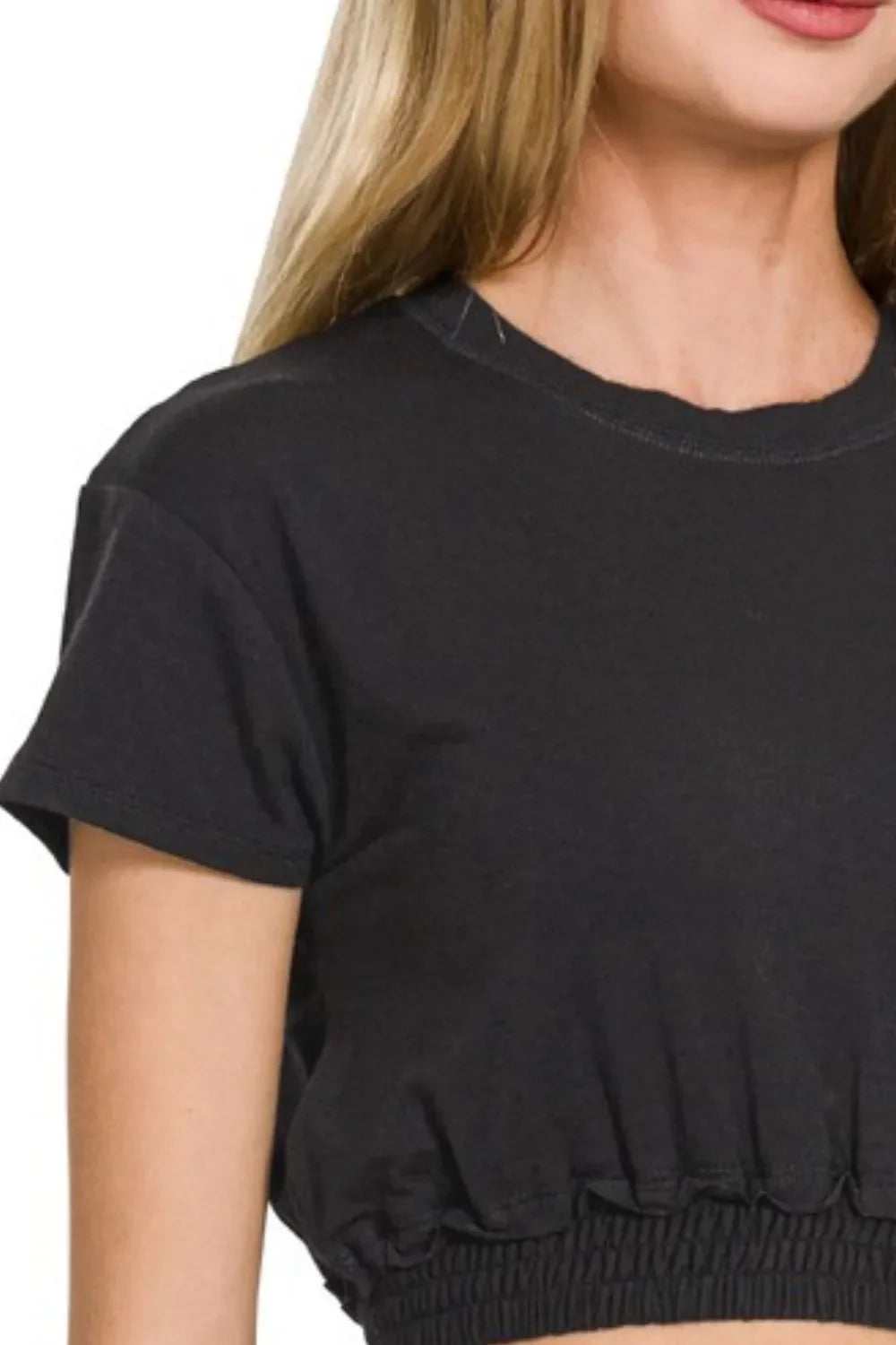 Zenana Elastic Hem Crop Top – Cute & Comfy Casual Style