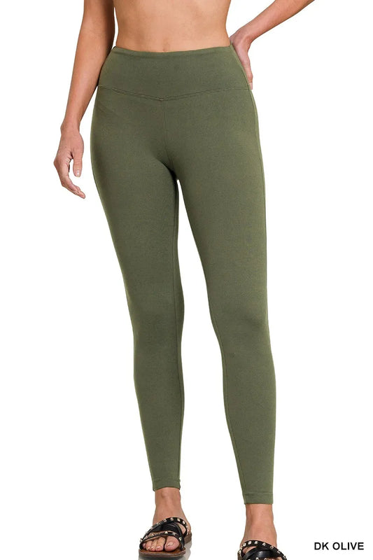 Zenana Microfiber Waistband Leggings Sleek High Rise Comfort