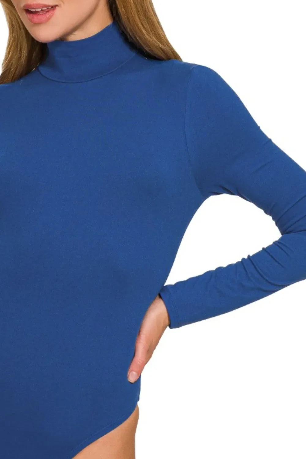 Zenana Mock Neck Bodysuit – Long Sleeve Fitted Layering Top for Women