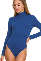 Zenana Mock Neck Bodysuit – Long Sleeve Fitted Layering Top for Women