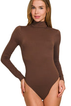 Zenana Mock Neck Long Sleeve Bodysuit – Sleek & Stylish Layering