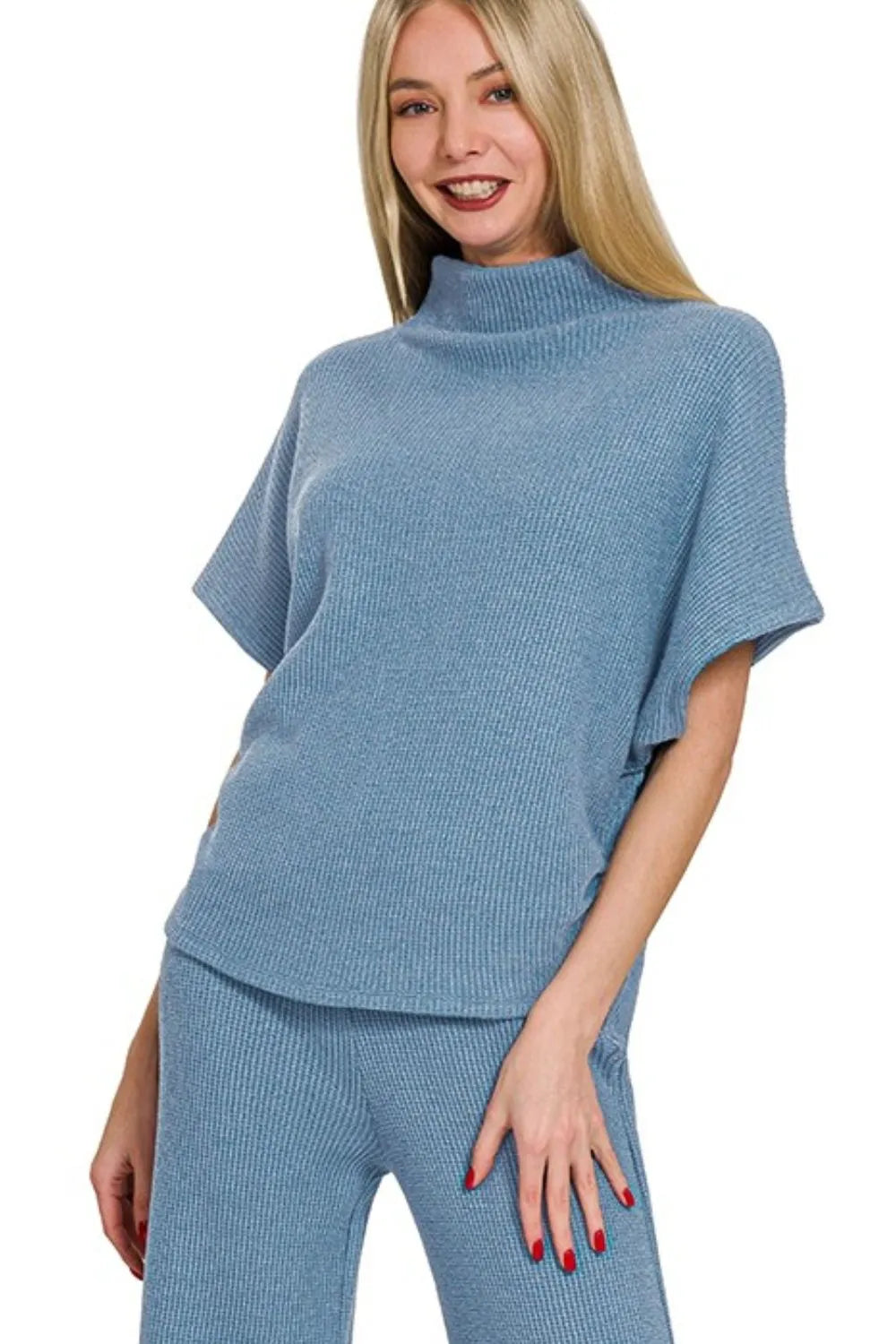 Zenana Mock Neck Sweater & Pants Set – Cozy Lounge Knit Outfit for Women