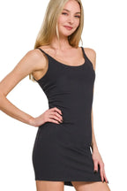 Zenana Ponte Spaghetti Strap Bodycon Mini Dress