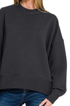 Zenana Ribbed Balloon Sleeve Sweatshirt
