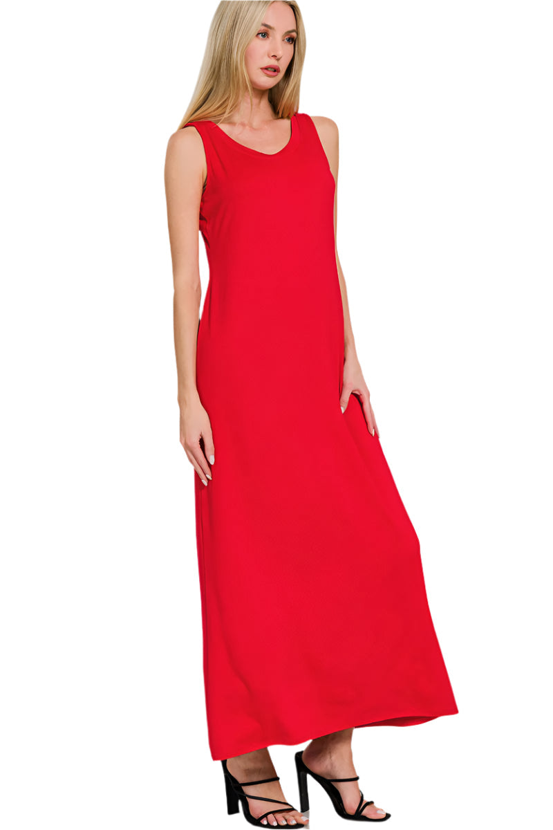 Zenana Scoop Neck Wide Strap Tank Dress