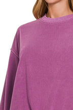 Zenana Soft Fleece Pigment Dyed Sweatshirt – Cozy Round Neck Pullover
