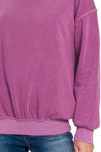 Zenana Soft Fleece Pigment Dyed Sweatshirt – Cozy Round Neck Pullover