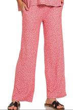 Zenana Soft Melange Lounge Set – Short Sleeve Tee & Long Pants Combo