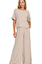 Zenana T-Shirt & Wide Leg Pants Set – Casual Lounge Outfit for Women