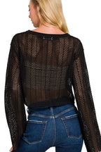 Zenana Women's Open Knit Cropped Sweater – Lightweight & Stylish
