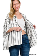 Woven Yarn-Dye Stripe Oversized Button Down Shirt – Chic & Versatile