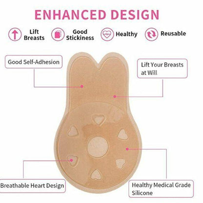 Dreamkue Nude Adhesive Strapless Backless Push Up Invisible Bra D Cup