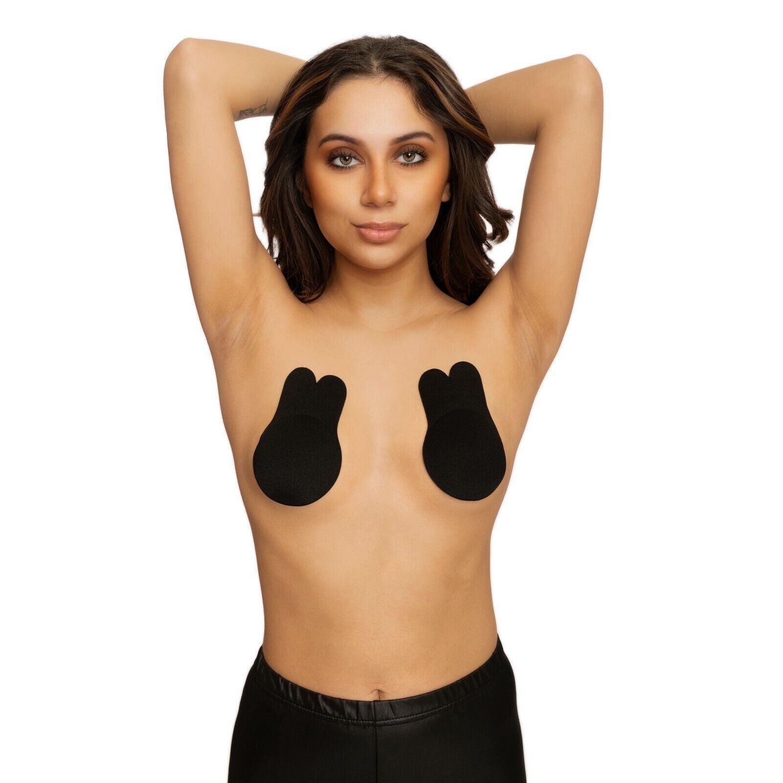 Dreamkue Black Adhesive Strapless Backless Push Up Invisible Bra D Cup