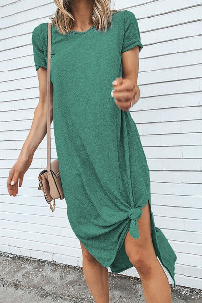 Dreamkue Green Short Sleeve Side Slit Dress Size XL
